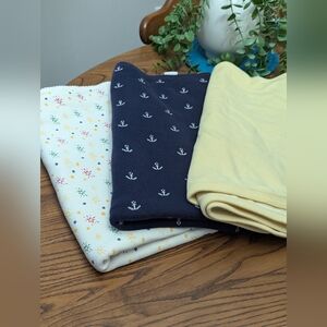 3 baby blankets. Yellow, blue and white with stars.  EUC. Disney Baby , gymboee.